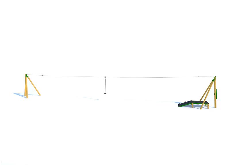 Technical render of a Zip Wire 1-Way (30M)